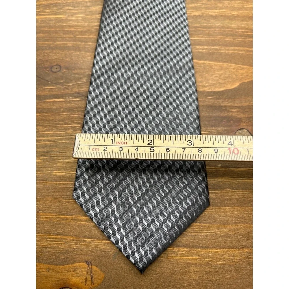 Galls Men's Black Gray Checkered Clip-On Necktie Classic Formal Uniform Tie‎